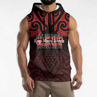 Personalised Keep Maori Wards New Zealand Sleeveless Hoodie Stronger Together Aotearoa Taniko LT14 - Polynesian Pride
