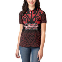 Personalised Keep Maori Wards New Zealand Women Polo Shirt Stronger Together Aotearoa Taniko - Polynesian Pride