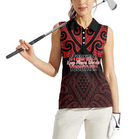 Personalised Keep Maori Wards New Zealand Women Sleeveless Polo Shirt Stronger Together Aotearoa Taniko LT14 - Polynesian Pride