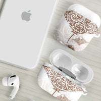 New Zealand Manta Ray Tattoo AirPods Case Aotearoa Maori Haehae Beige LT14 - Polynesian Pride