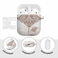 New Zealand Manta Ray Tattoo AirPods Case Aotearoa Maori Haehae Beige LT14 - Polynesian Pride