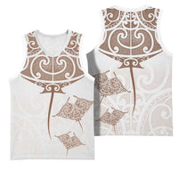 New Zealand Manta Ray Tattoo Basketball Jersey Aotearoa Maori Haehae Beige LT14 - Polynesian Pride