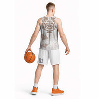 New Zealand Manta Ray Tattoo Basketball Jersey Aotearoa Maori Haehae Beige LT14 - Polynesian Pride
