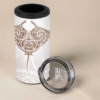 New Zealand Manta Ray Tattoo 4 in 1 Can Cooler Tumbler Aotearoa Maori Haehae Beige LT14 - Polynesian Pride