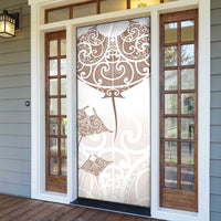 New Zealand Manta Ray Tattoo Door Cover Aotearoa Maori Haehae Beige LT14 - Polynesian Pride