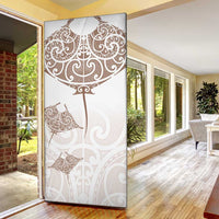 New Zealand Manta Ray Tattoo Door Cover Aotearoa Maori Haehae Beige LT14 - Polynesian Pride