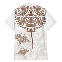 New Zealand Manta Ray Tattoo Family Matching Mermaid Dress and Hawaiian Shirt Aotearoa Maori Haehae Beige LT14 - Polynesian Pride