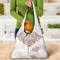 New Zealand Manta Ray Tattoo Grocery Bag Aotearoa Maori Haehae Beige LT14 - Polynesian Pride