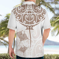 New Zealand Manta Ray Tattoo Hawaiian Shirt Aotearoa Maori Haehae Beige LT14 - Polynesian Pride
