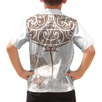 New Zealand Manta Ray Tattoo Hawaiian Shirt Aotearoa Maori Haehae Beige LT14 - Polynesian Pride