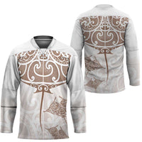 New Zealand Manta Ray Tattoo Hockey Jersey Aotearoa Maori Haehae Beige LT14 - Polynesian Pride