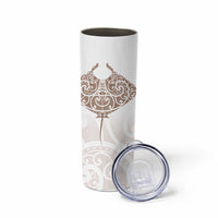 New Zealand Manta Ray Tattoo Skinny Tumbler Aotearoa Maori Haehae Beige LT14 - Polynesian Pride