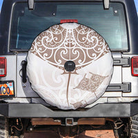 New Zealand Manta Ray Tattoo Spare Tire Cover Aotearoa Maori Haehae Beige LT14 White - Polynesian Pride