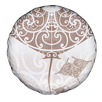 New Zealand Manta Ray Tattoo Spare Tire Cover Aotearoa Maori Haehae Beige LT14 - Polynesian Pride