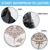 New Zealand Manta Ray Tattoo Spare Tire Cover Aotearoa Maori Haehae Beige LT14 - Polynesian Pride
