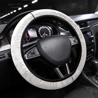 New Zealand Manta Ray Tattoo Steering Wheel Cover Aotearoa Maori Haehae Beige LT14 Universal Fit White - Polynesian Pride