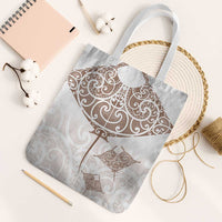 New Zealand Manta Ray Tattoo Tote Bag Aotearoa Maori Haehae Beige LT14 White Strap One Size White - Polynesian Pride