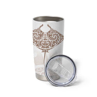 New Zealand Manta Ray Tattoo Tumbler Cup Aotearoa Maori Haehae Beige LT14 - Polynesian Pride