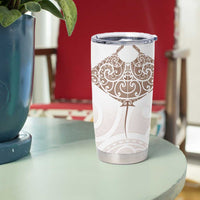 New Zealand Manta Ray Tattoo Tumbler Cup Aotearoa Maori Haehae Beige LT14 - Polynesian Pride