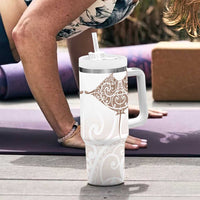 New Zealand Manta Ray Tattoo Tumbler With Handle Aotearoa Maori Haehae Beige LT14 - Polynesian Pride