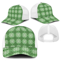 Green Hawaiian Quilt Baseball Net Cap Hawaii Pineapple Monstera Palaka Motifs - Polynesian Pride