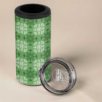 Green Hawaiian Quilt 4 in 1 Can Cooler Tumbler Hawaii Pineapple Monstera Palaka Motifs LT14 - Polynesian Pride