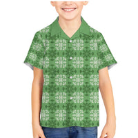 Green Hawaiian Quilt Family Matching Mermaid Dress and Hawaiian Shirt Hawaii Pineapple Monstera Palaka Motifs LT14 Son's Shirt Green - Polynesian Pride