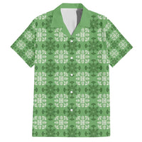 Green Hawaiian Quilt Family Matching Off Shoulder Short Dress and Hawaiian Shirt Hawaii Pineapple Monstera Palaka Motifs LT14 Dad's Shirt - Short Sleeve Green - Polynesian Pride
