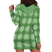 Green Hawaiian Quilt Hoodie Dress Hawaii Pineapple Monstera Palaka Motifs LT14 - Polynesian Pride