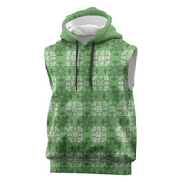 Green Hawaiian Quilt Sleeveless Hoodie Hawaii Pineapple Monstera Palaka Motifs LT14 Green - Polynesian Pride