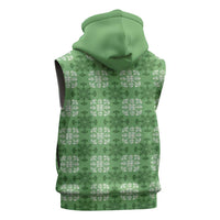 Green Hawaiian Quilt Sleeveless Hoodie Hawaii Pineapple Monstera Palaka Motifs LT14 - Polynesian Pride