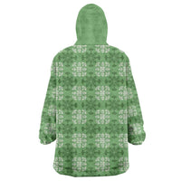 Green Hawaiian Quilt Wearable Blanket Hoodie Hawaii Pineapple Monstera Palaka Motifs LT14 - Polynesian Pride