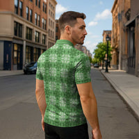 Green Hawaiian Quilt Zipper Polo Shirt Hawaii Pineapple Monstera Palaka Motifs LT14 - Polynesian Pride