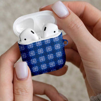 Royal Blue Hawaiian Quilt AirPods Case Hawaii Pineapple Monstera Palaka Motifs - Polynesian Pride