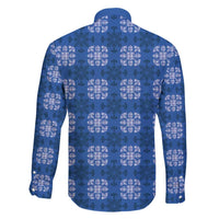 Royal Blue Hawaiian Quilt Family Matching Off Shoulder Maxi Dress and Hawaiian Shirt Hawaii Pineapple Monstera Palaka Motifs LT14 - Polynesian Pride