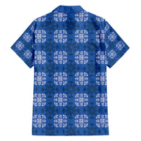 Royal Blue Hawaiian Quilt Family Matching Short Sleeve Bodycon Dress and Hawaiian Shirt Hawaii Pineapple Monstera Palaka Motifs LT14 - Polynesian Pride
