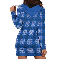 Royal Blue Hawaiian Quilt Hoodie Dress Hawaii Pineapple Monstera Palaka Motifs LT14 - Polynesian Pride
