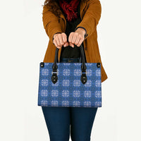 Royal Blue Hawaiian Quilt Leather Bag Hawaii Pineapple Monstera Palaka Motifs - Polynesian Pride