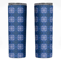Royal Blue Hawaiian Quilt Skinny Tumbler Hawaii Pineapple Monstera Palaka Motifs LT14 Royal Blue - Polynesian Pride