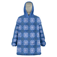 Royal Blue Hawaiian Quilt Wearable Blanket Hoodie Hawaii Pineapple Monstera Palaka Motifs LT14 One Size Royal Blue - Polynesian Pride
