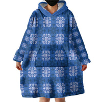 Royal Blue Hawaiian Quilt Wearable Blanket Hoodie Hawaii Pineapple Monstera Palaka Motifs LT14 - Polynesian Pride