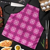 Pink Hawaiian Quilt Apron Hawaii Pineapple Monstera Palaka Motifs - Polynesian Pride
