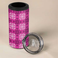 Pink Hawaiian Quilt 4 in 1 Can Cooler Tumbler Hawaii Pineapple Monstera Palaka Motifs LT14 - Polynesian Pride
