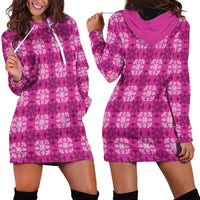 Pink Hawaiian Quilt Hoodie Dress Hawaii Pineapple Monstera Palaka Motifs LT14 - Polynesian Pride