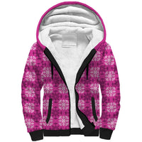 Pink Hawaiian Quilt Sherpa Hoodie Hawaii Pineapple Monstera Palaka Motifs LT14 Unisex Pink - Polynesian Pride