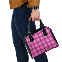 Pink Hawaiian Quilt Shoulder Handbag Hawaii Pineapple Monstera Palaka Motifs - Polynesian Pride