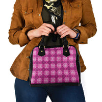 Pink Hawaiian Quilt Shoulder Handbag Hawaii Pineapple Monstera Palaka Motifs - Polynesian Pride