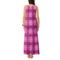 Pink Hawaiian Quilt Tank Maxi Dress Hawaii Pineapple Monstera Palaka Motifs - Polynesian Pride