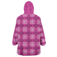 Pink Hawaiian Quilt Wearable Blanket Hoodie Hawaii Pineapple Monstera Palaka Motifs LT14 - Polynesian Pride