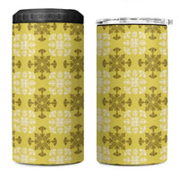 Yellow Hawaiian Quilt 4 in 1 Can Cooler Tumbler Hawaii Pineapple Monstera Palaka Motifs LT14 One Size: 16 oz Yellow - Polynesian Pride